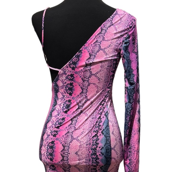 Dolls Kill (H) Unreleased Sample Mini Dress Sz M/L Pink Snakeskin Bodycon NWOT - Picture 2 of 3
